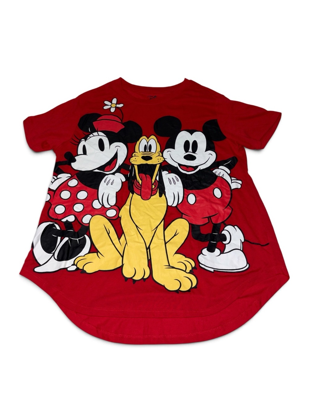 Disney XL Junior’s (15-17) Red Short Sleeve Tee Featuring Mickey, Minnie & Pluto